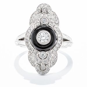 Gabriel & Co 14K White Gold Diamond & Onyx Fashion